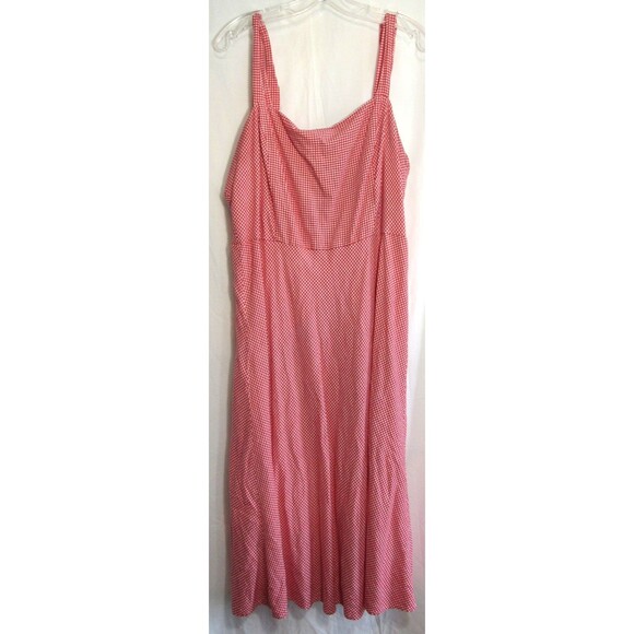 Draper James RSVP Red Gingham Linen Blend Lined Midi Dress Size XXL EUC - Picture 1 of 5